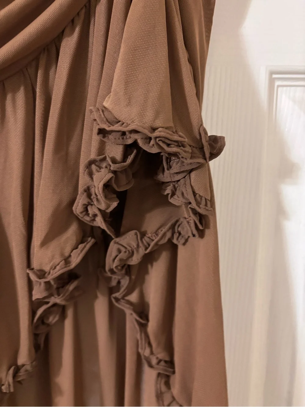 12th Tribe Brown High-Low Ruffled Skirt
